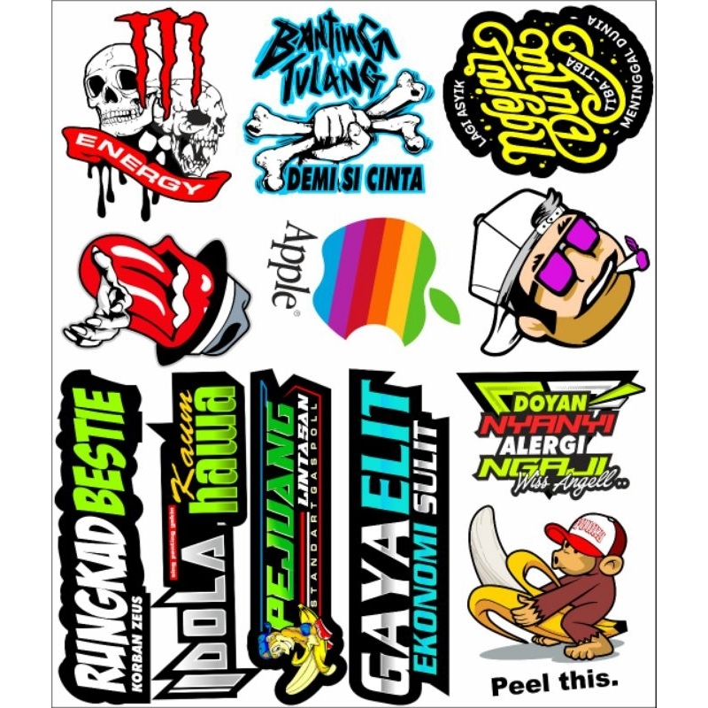 

stiker lembaran stiker pack isi 12 pcs murah tahan lama anti gores