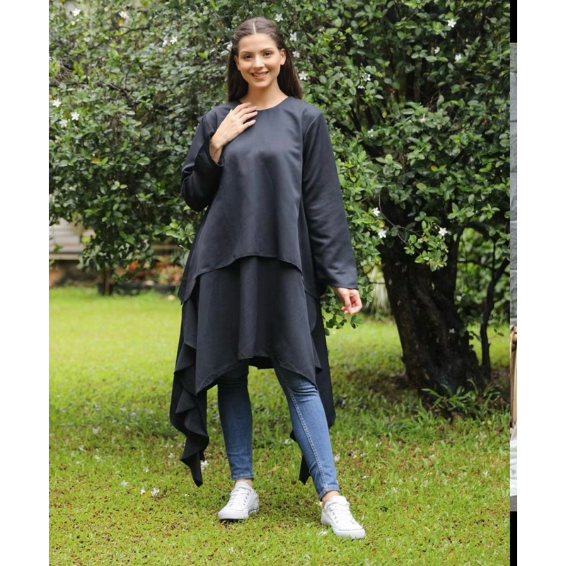 Heaven Sent - Atasan Wanita Tunik Hitam Polos big size XL
