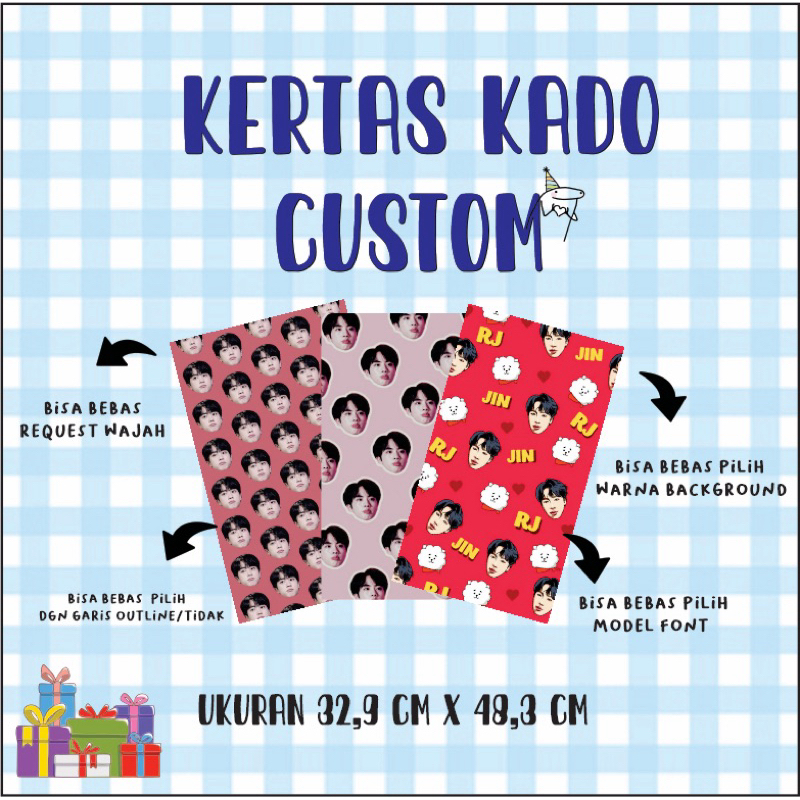 

KERTAS KADO CUSTOM LUCU MURAH // Tanpa PO // Sehari Jadi!