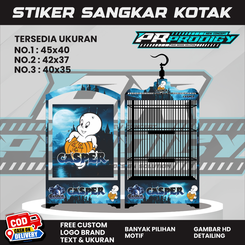 Stiker Decal Sangkar Burung / Sangkar Koper / Sangkar Kosan CASPER