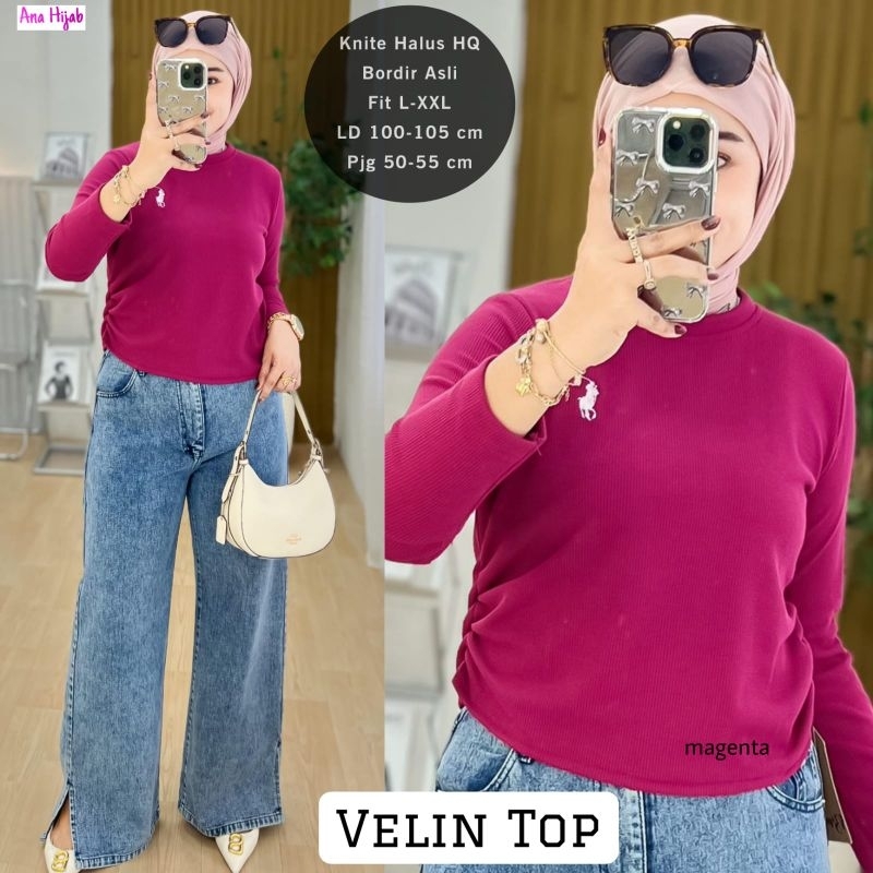Ana Hijab - Adira Velin Bella Top | Atasan Wanita Knite Halus HQ Kerut Samping