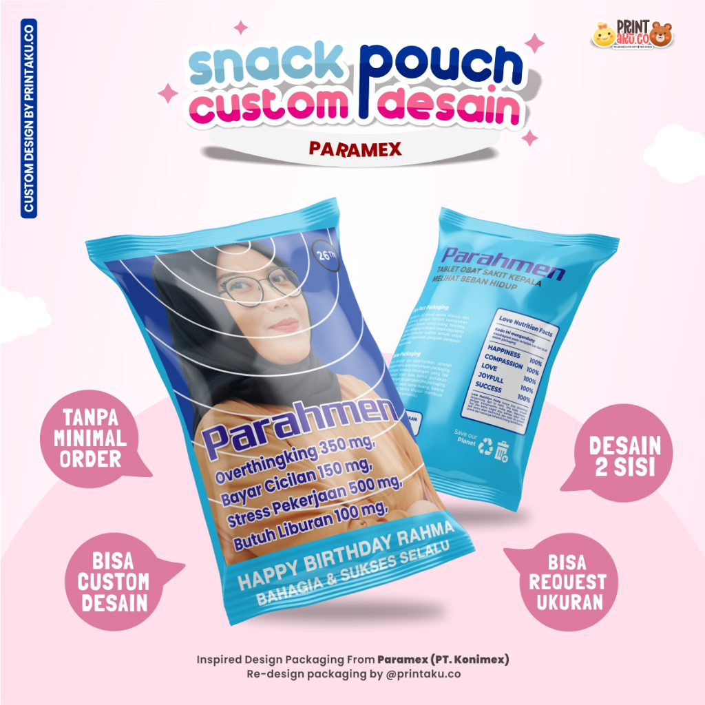 

Bungkus Kado Custom | Snack Custom Foto Teks Bungkus Kado Pouch Jumbo | Series Paramex