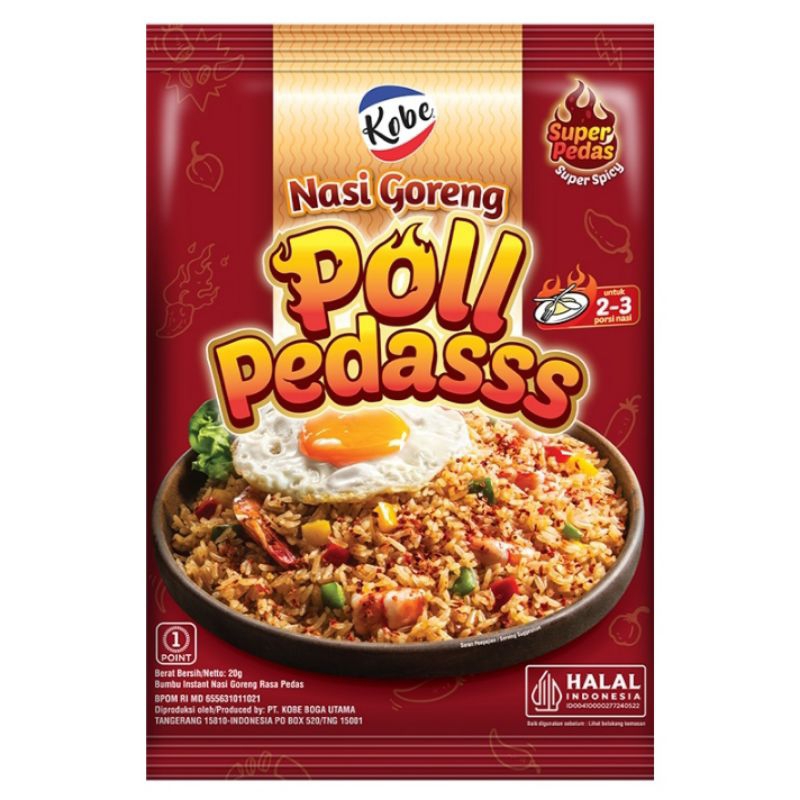 

Kobe Bumbu Nasi Goreng Poll Pedas Super Pedas 20gr Banjarmasin