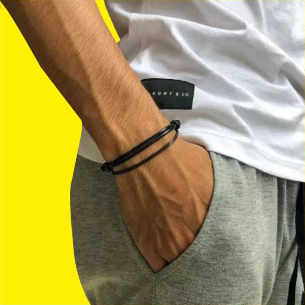 gelang tali pria keren hitam cowok peria