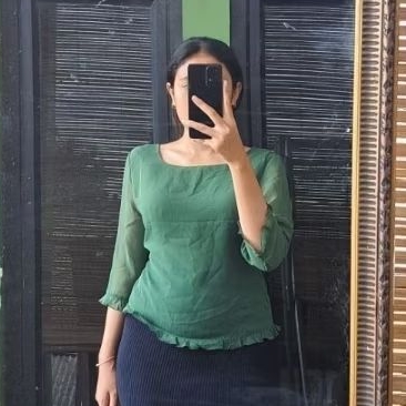 preloved blouse tali belakang renda blouse kondangan hijau emerald