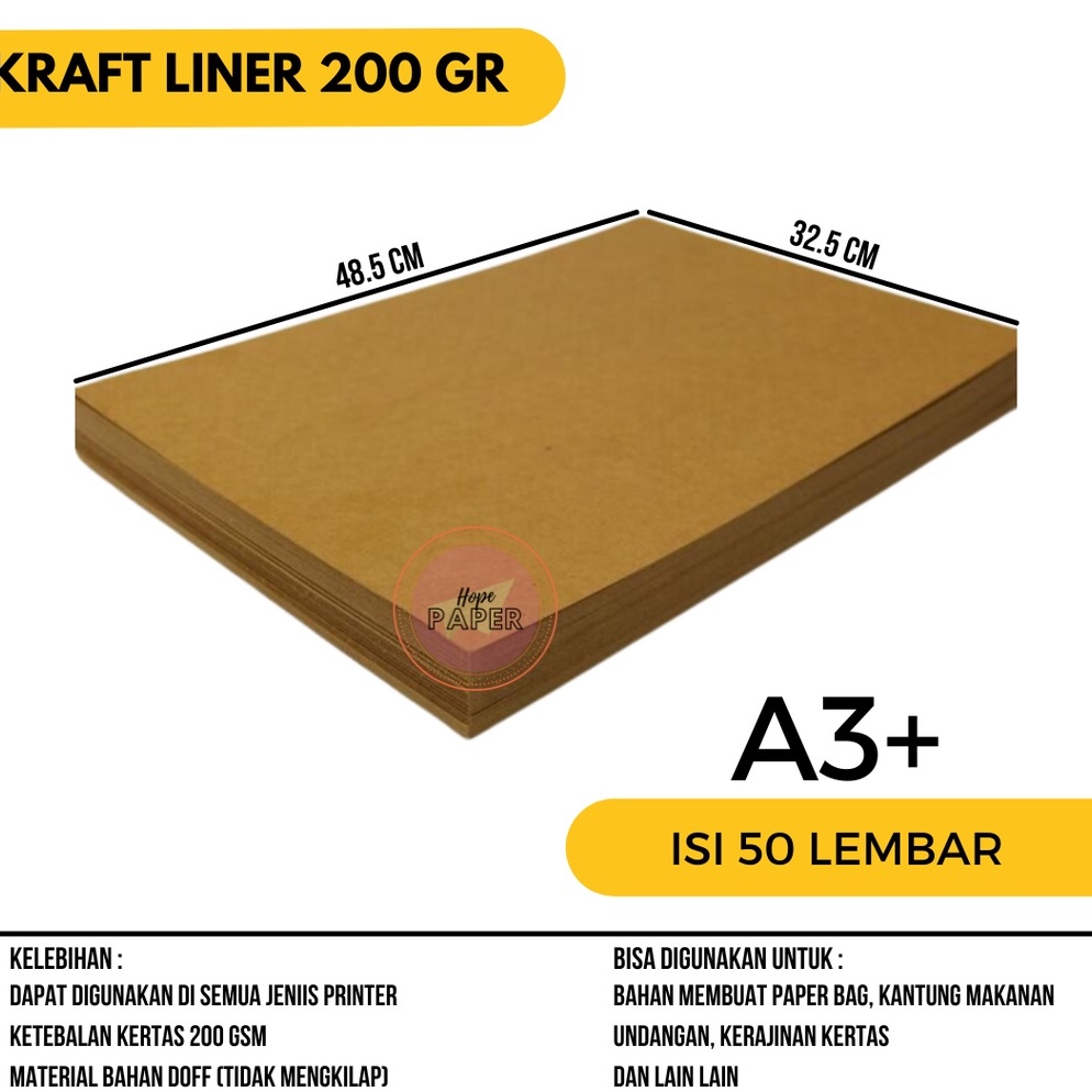 

D7PI88661 Kertas Paper Bag Lembaran 2 gsm Kraft Liner A3 Plus isi 5 lembar Bahan Paper Bag Brown Kraft Paper
