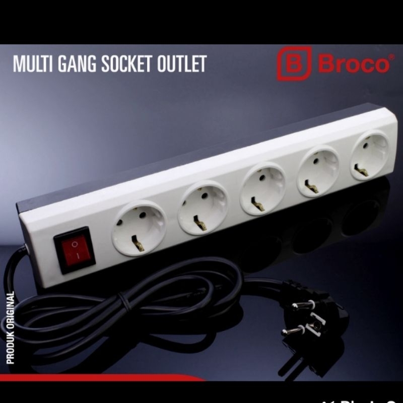 STOP KONTAK BROCO SAKLAR 3 4 5 6 LUBANG / TERMINAL / COLOKAN LISTRIK + KABEL LISTRIK SERABUT 3X0,75M