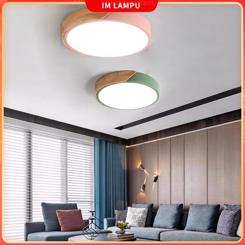 Lampu plafon restoran bulat teras/balkon/kamar mandi lampu plafon lampu kamar anak-anak 3 warna