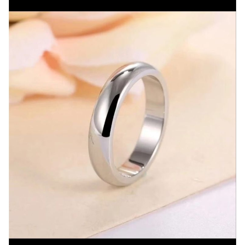 Cincin putih polos titanium pria dan wanita