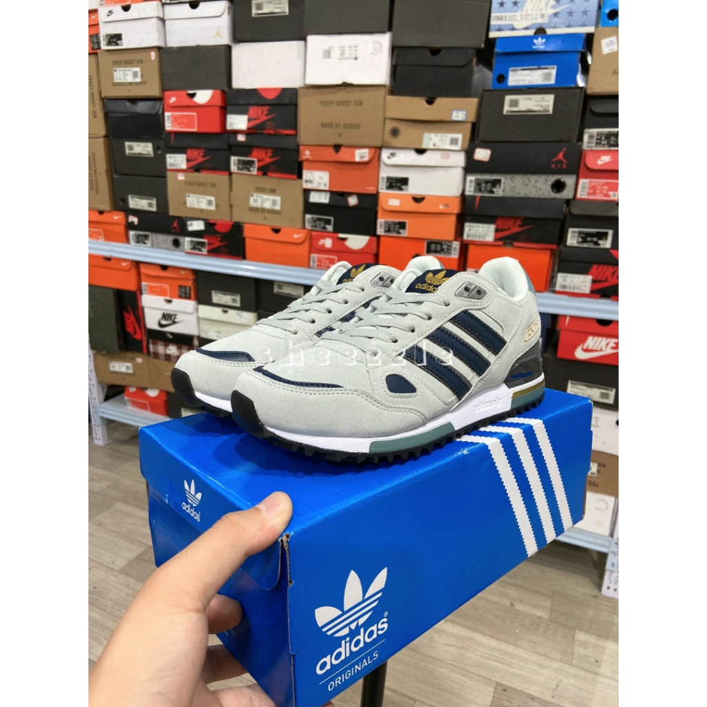READY STOCK SIZE 43 1/3 - Adidas ZX 750 Grey Navy Blue Metallic Gold BNIB ORIGINAL MATERIAL