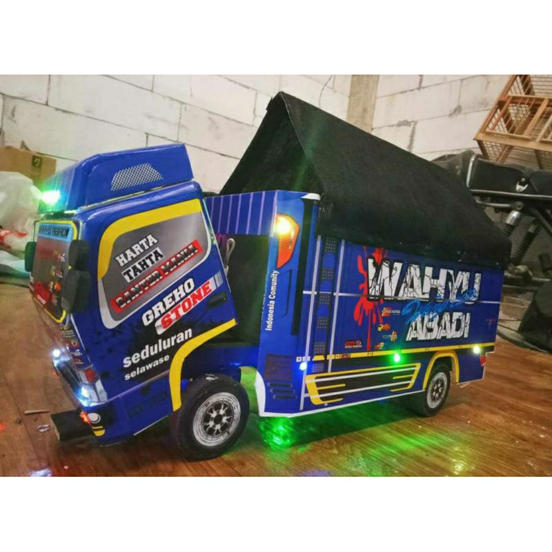 PROMO MINIATUR TRUK OLENG FULL VARIASI LAMPU TERPAL / MINIATUR TRUCK OLENG KAYU JUMBO /TRUK OLENG