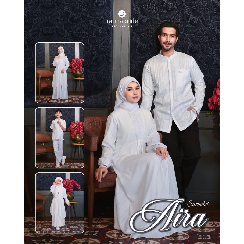 sarimbit rauna aira white / sarimbit raunapride putih / baju muslim keluarga