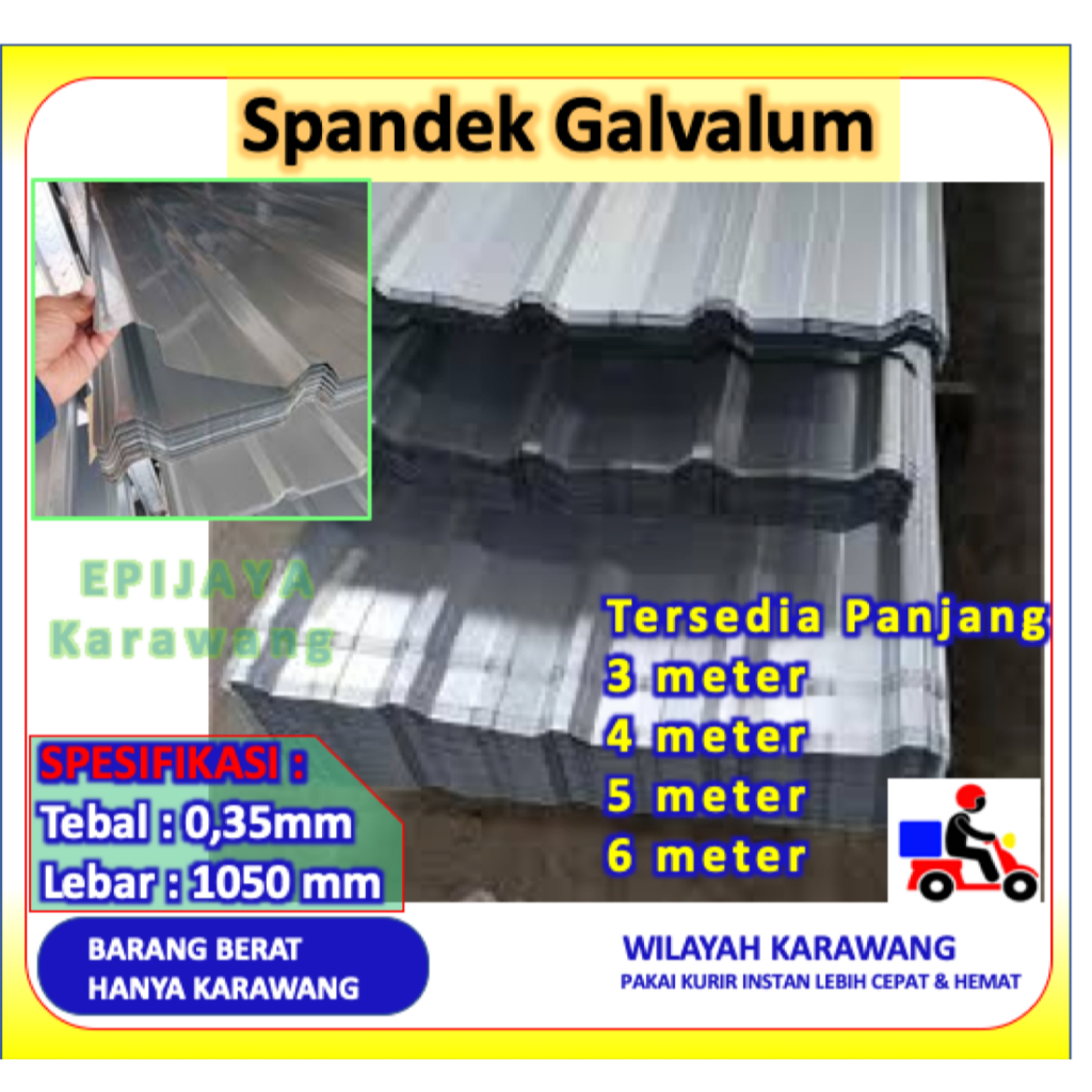 Atap Spandek polos Galvalum 3meter - 6 meter