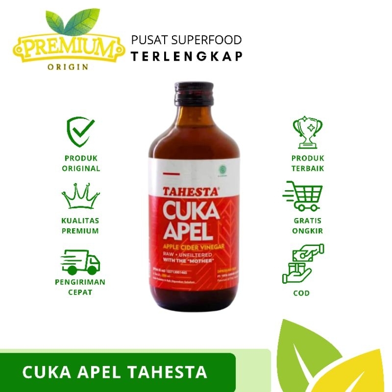 [ HALAL MUI ] Cuka Apel TAHESTA 320 ml with The MOTHER | Apel Cider Vinegar 320 ml | Cuka Apel Batu 