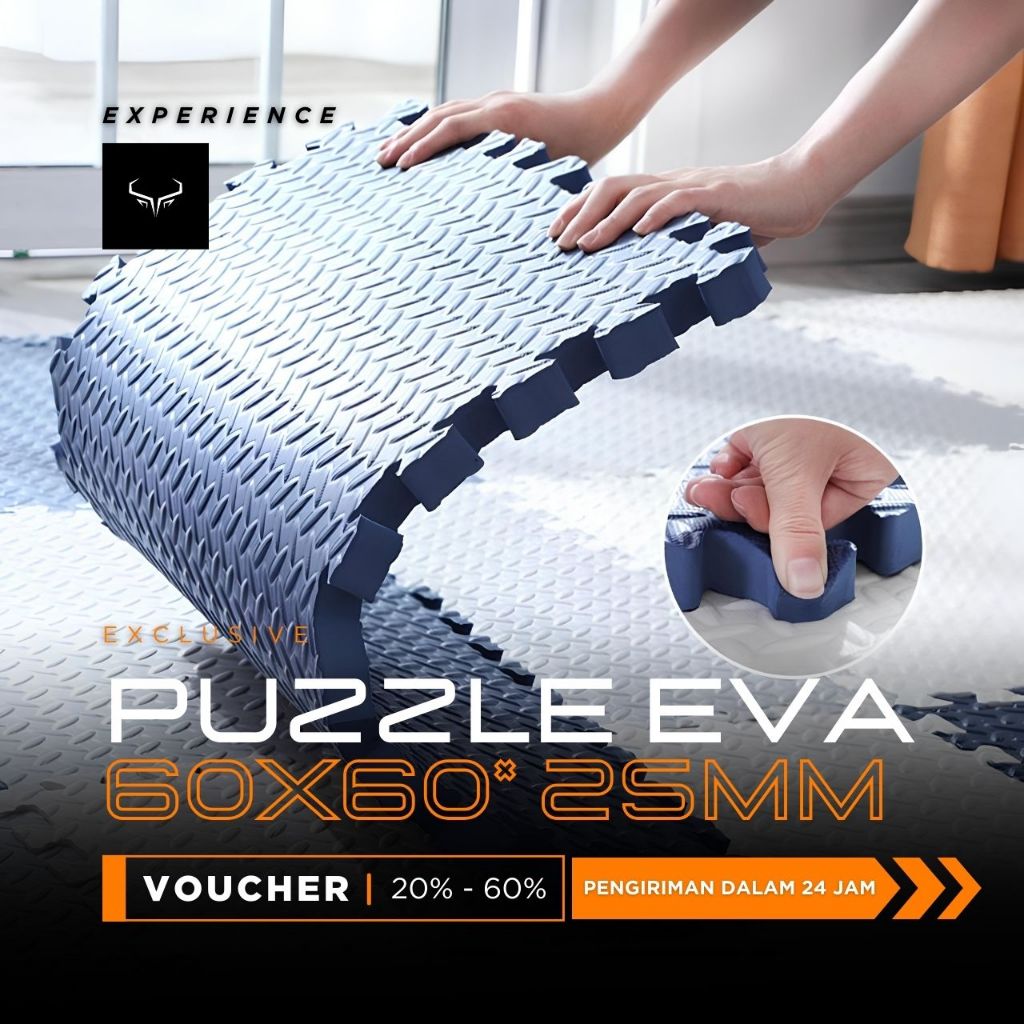 EX Matras Evamat Anti Slip 60cm x  60cm Matras Puzzle Karpet Alas Lantai Susun Ketebalan 25mm