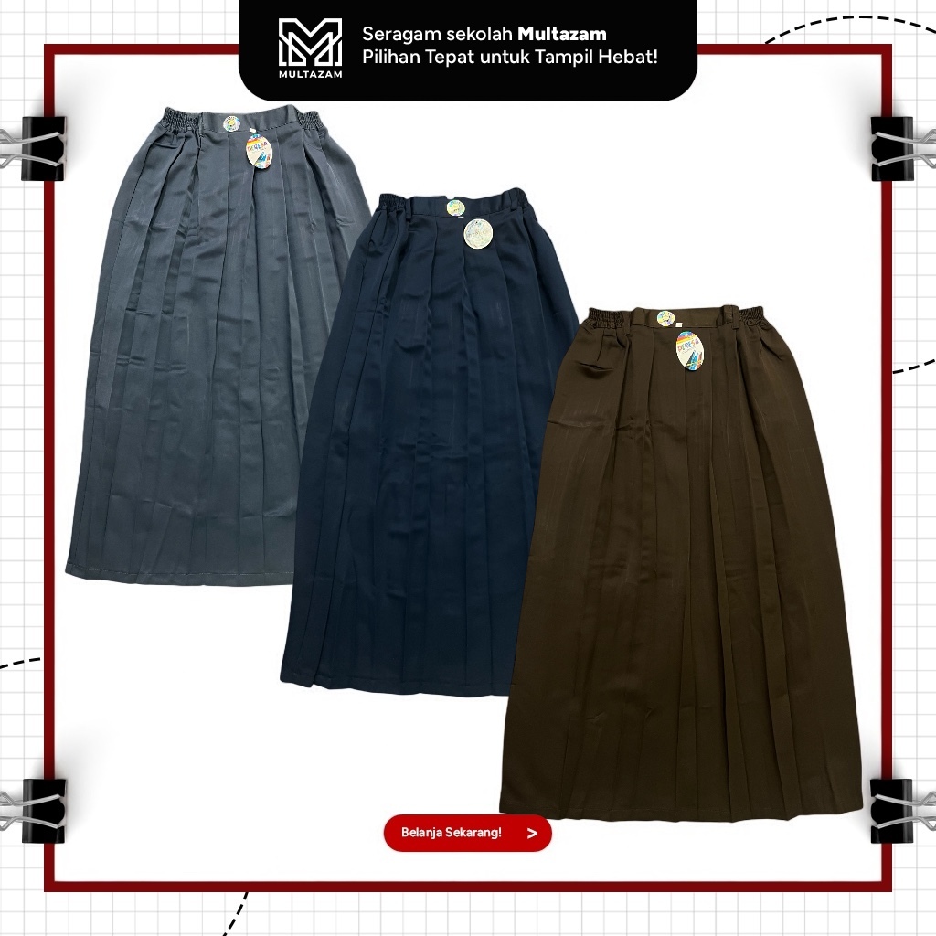 Rok Seragam SMP/SMA SUPER Bahan Licin Merk Deresa