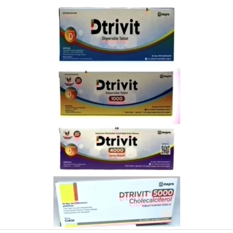 Dtrivit D3 / Vitamin D3 400IU / 1000IU / 5000IU Box 30 tablet