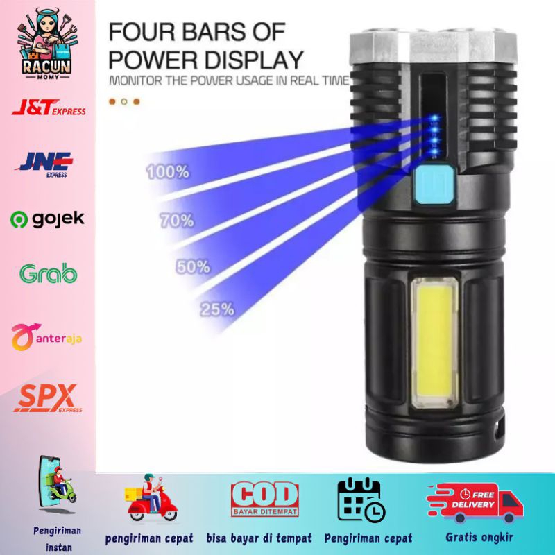 Senter 4 LED Rechargeable / Senter Camping Listrik Portable