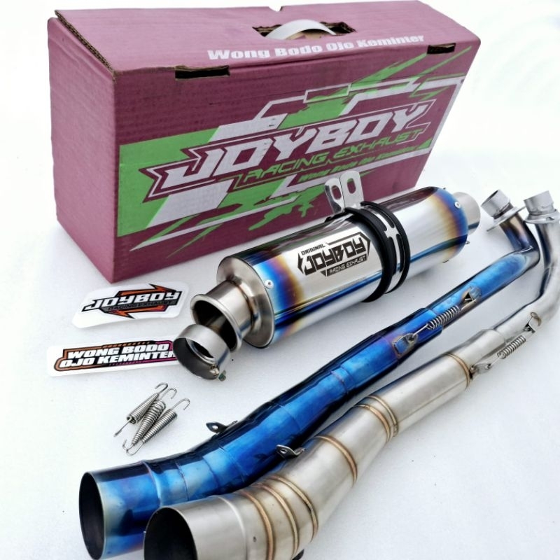 Knalpot Racing JOYBOY Original Exhsust Suara Bas adem Ful sistem Supra x 125 Jupiter z Revo absolut 