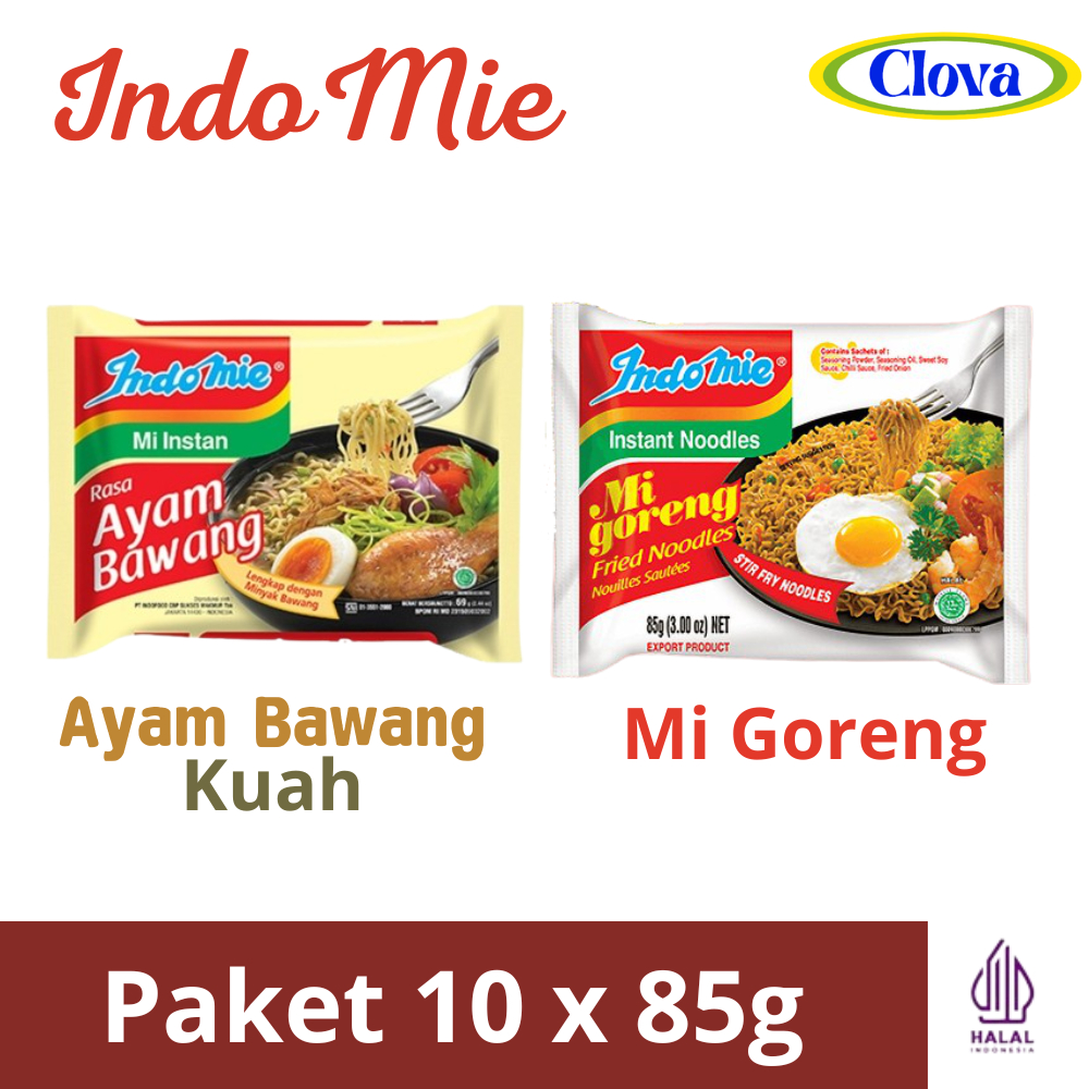 

IndoMie Mi Instan Rasa Ayam Bawang dan Mi Goreng Paket 10 x 85g
