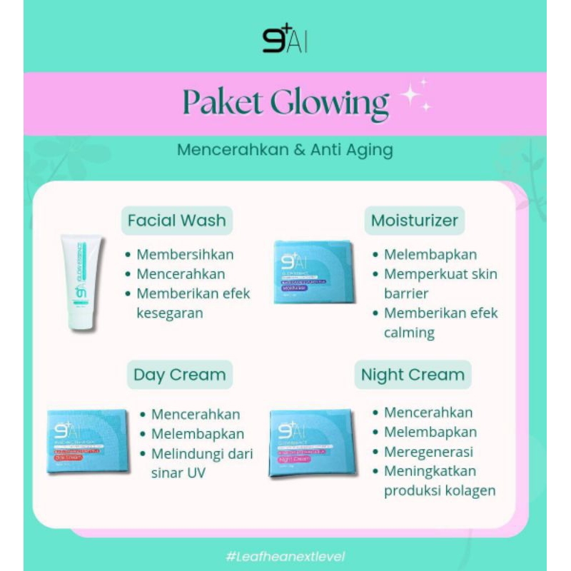Skincare jeddina lengkap || glow series 9+IA Halal & BPOM, mencerahkan kulit, mengatasi warna kulit 