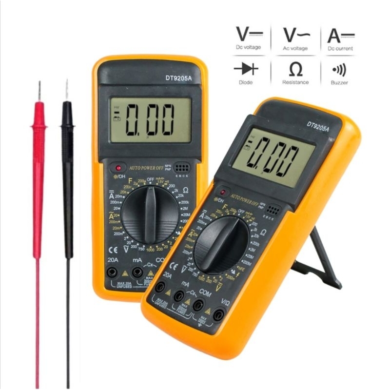Pocket Size Digital Multimeter - DT9205A - Yellow
