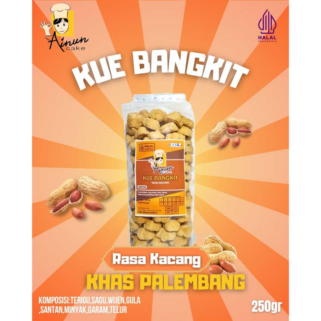 

kue bangkit ainun cake rasa kacang oleh oleh khas palembang 250 gr / kue lebaran /kue kering /snack /camilan /cemilan/makanan ringan /tanpa pengawet/tanpa pewarna /alami /halal /viral /jajanan legend /gurih /manis /bingen/cookies/pastry/hampers idul fitri