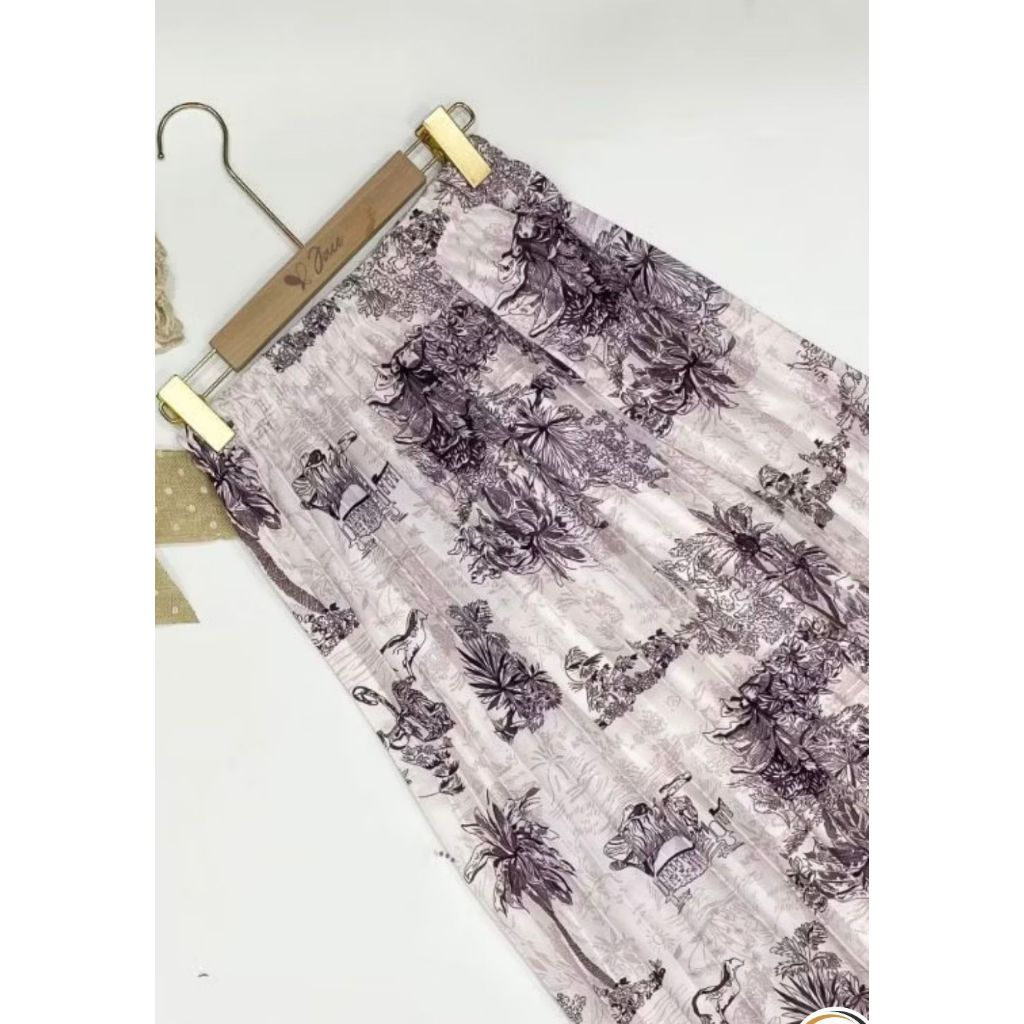 ROK PLISKET BUNGA PRADA MAYUNG | ROK PLISKET MOTIF BUNGA PRADA | ROK PLISKET FLORAL KOREAN STYLE