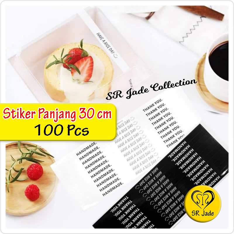 

100pcs Stiker Panjang 30cm Handmade Sticker Label Paper Box Kue Stiker Segel Box Label Kemasan