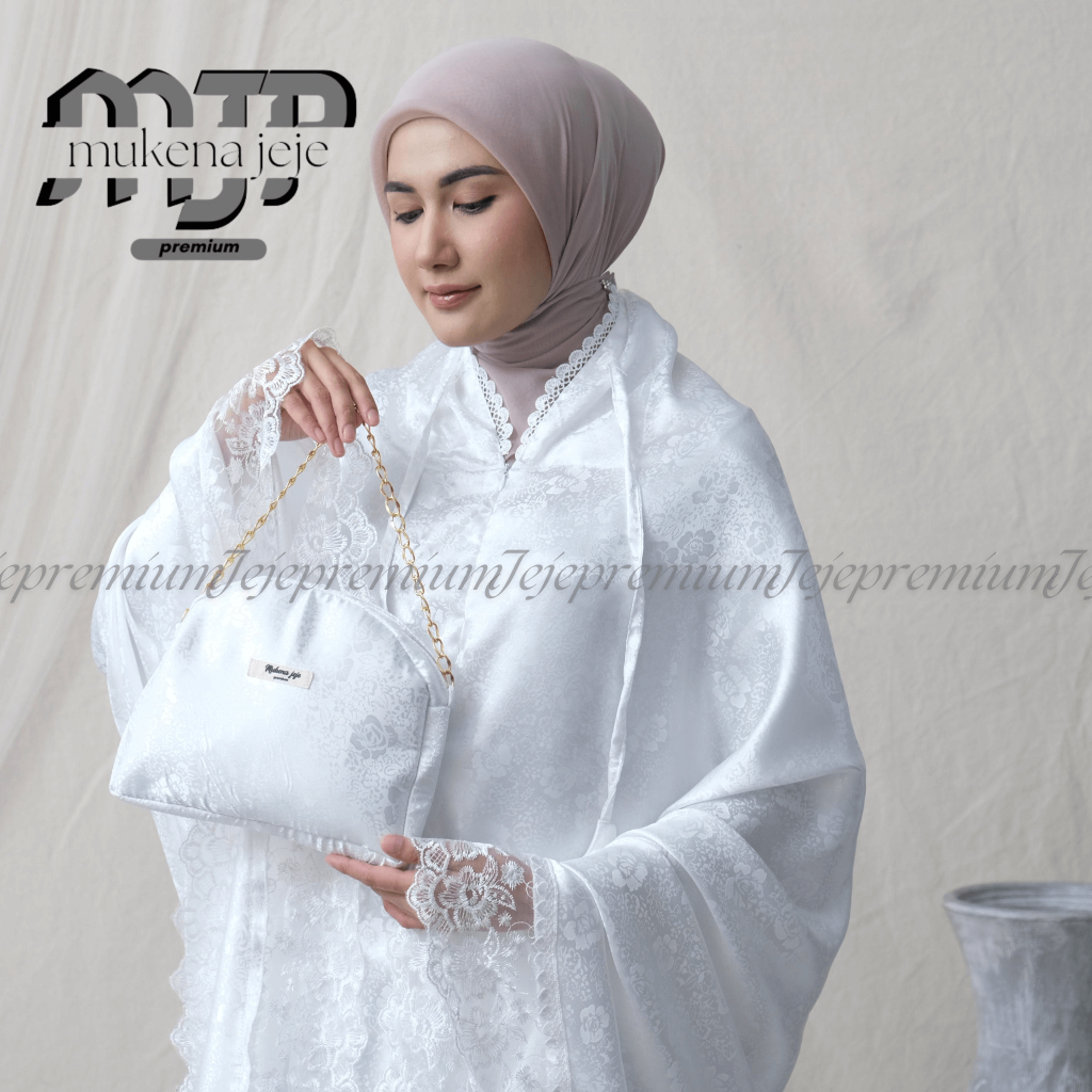 Termurah Mukena Dewasa Jumbo Sutra Silky Premium Putih