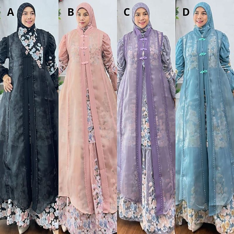 ZENINA ,QIMORA GAMIS SYAR'I BRANDED SET HIJAB SINAR SERIES BY HUMAIRA