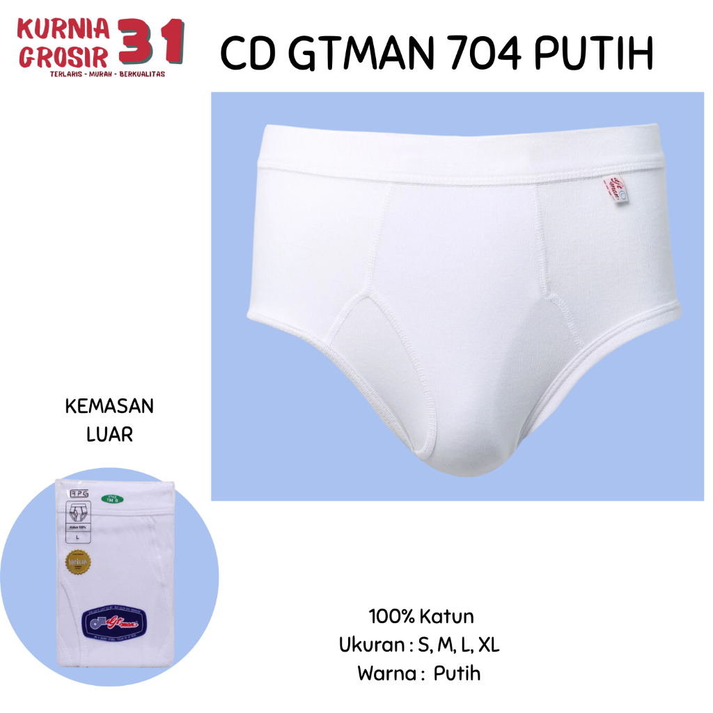 CD GT-MAN 704 BP PUTIH / Celana Dalam GT MAN 704 Anti Selip