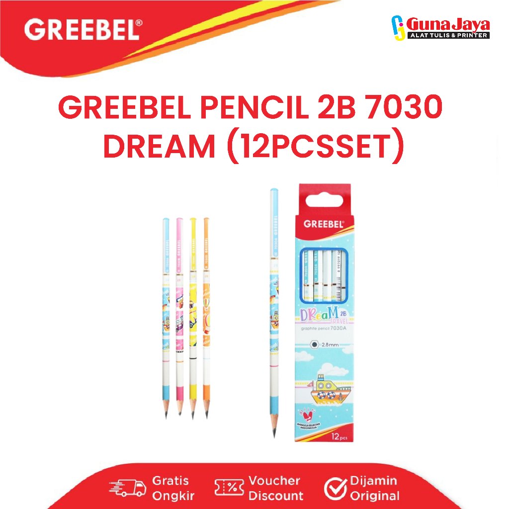 

GREEBEL 2B 7030 DREAM - Pensil Tulis 2B Pencil Kayu Karakter Lucu