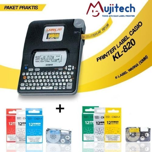 

PAKET PRAKTIS CASIO KL-820 DAN LABEL 12MM ALL COLORS