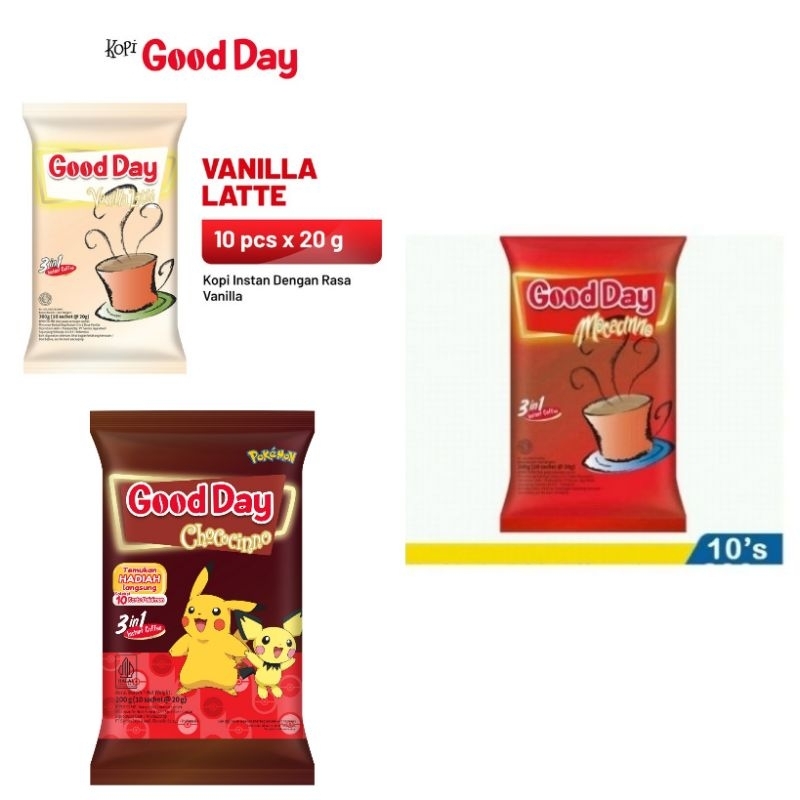 

Isi 10 sachet Good Day Mocacinno Vanilla Latte Chococinno Kopi Bubuk Kemasan Instant 20gr 1 pack