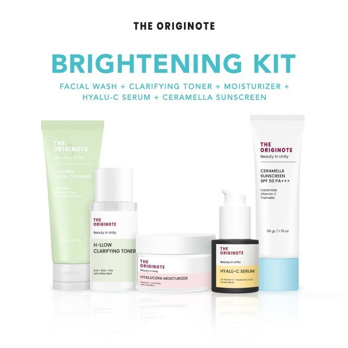 SPECIAL BUNDLE 5in1 The Originote Paket Skincare - BRIGHTENING KIT (Hyalucera Moist Gel, Hyalu-C Ser