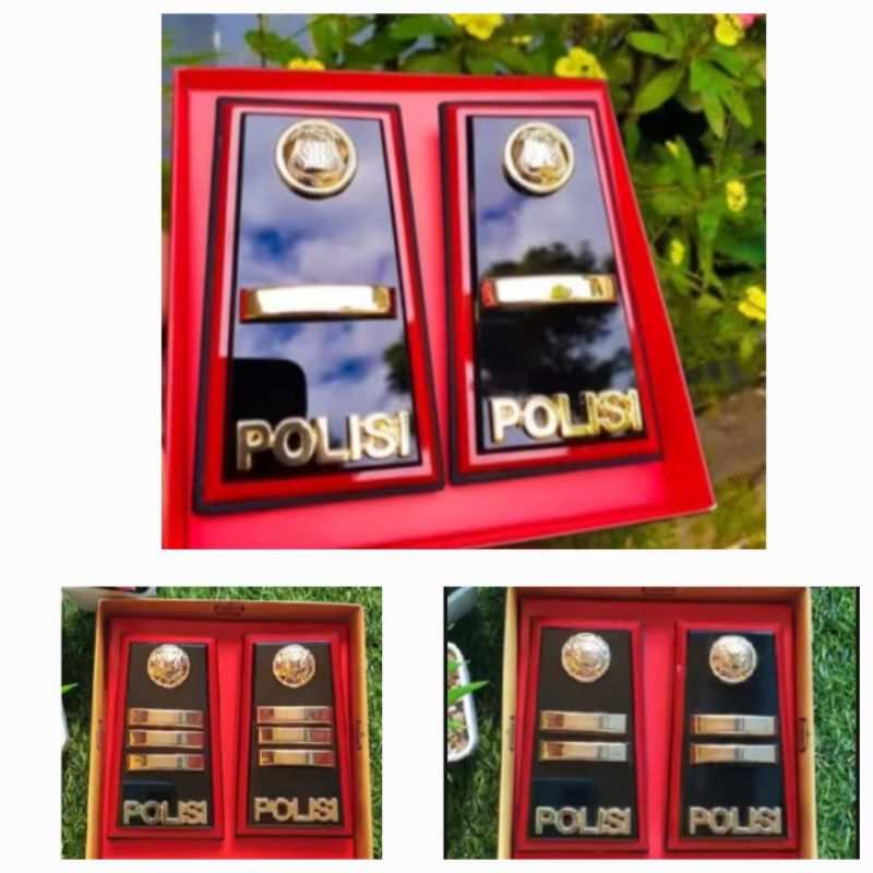 Pangkat PDH Perwira Polri Ipda Iptu Akp Model Akrilik Lis Merah