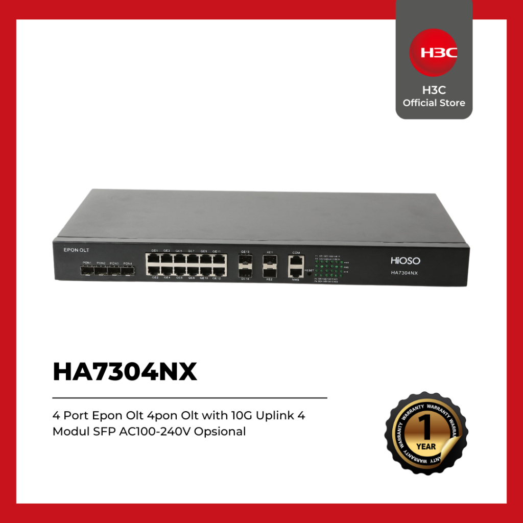 HIOSO HA7304NX 1U RACK TYPE 4 PON PORTS 10G UPLINK OLT EPON GPON
