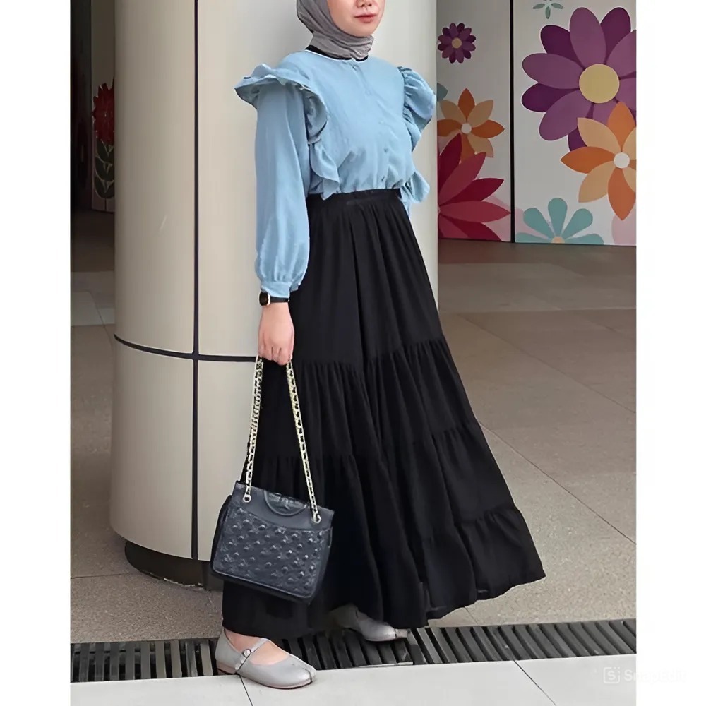 terbaru rok canda 4 susun - rok women skirt ala korea bawahan panjang muslim polos standart jumbo