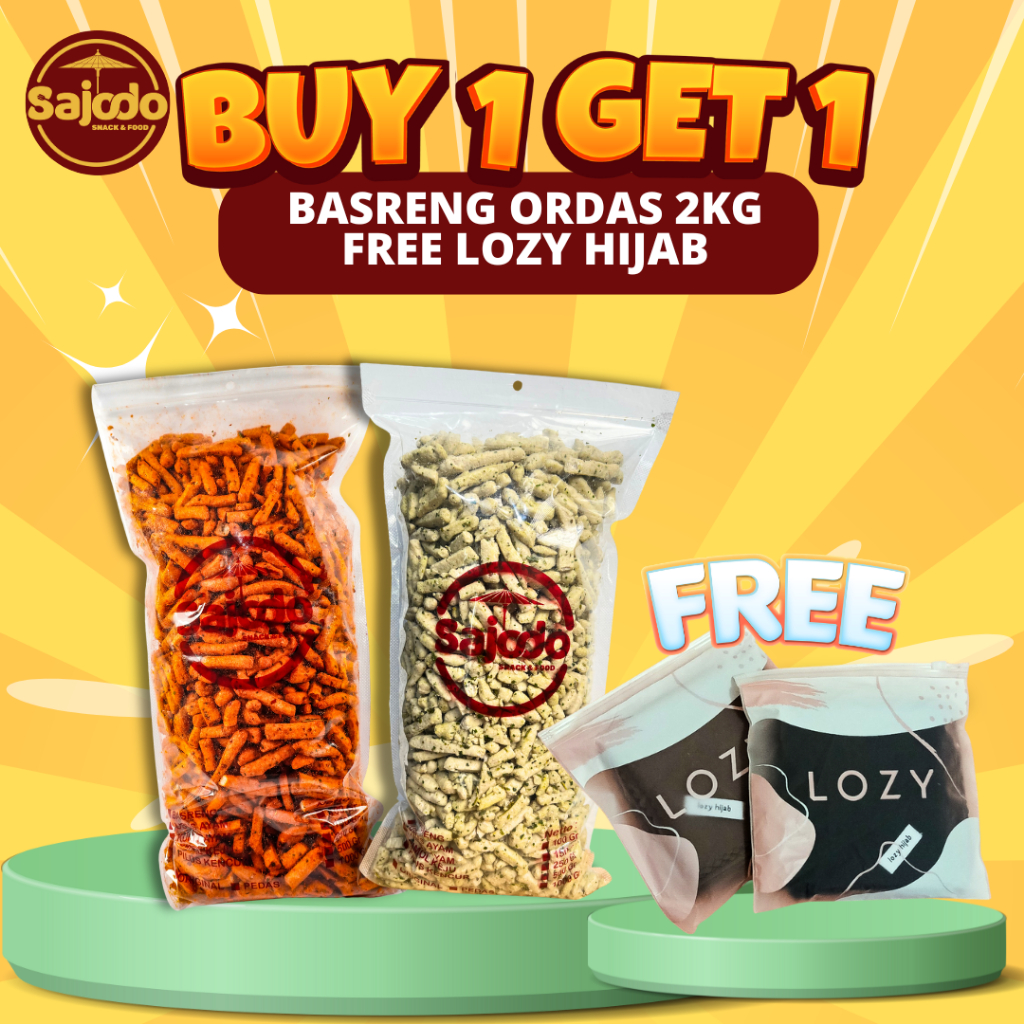 

BUY 1 GET 1 Basreng 2 Kg Ordas - Sajodo - Free Lozy Hijab Special Package