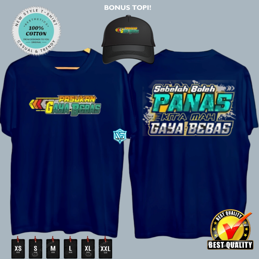 TSHIRT DISTRO PASUKAN GAYA BEBAS KEREN KECE BAHAN KATUN BONUS EXTRA TOPI TRUCKER HITAM