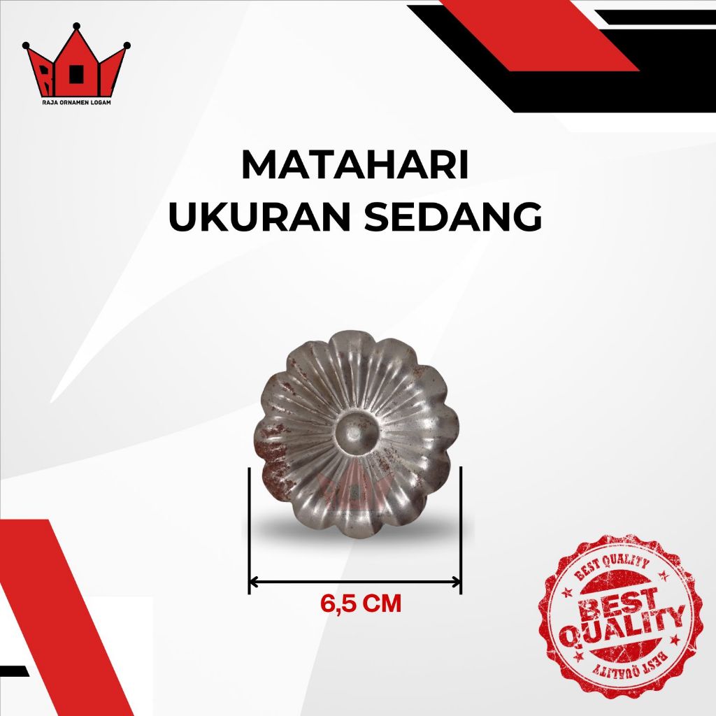 Bunga matahari besi plat ornamen tralis pagar ukuran Sedang