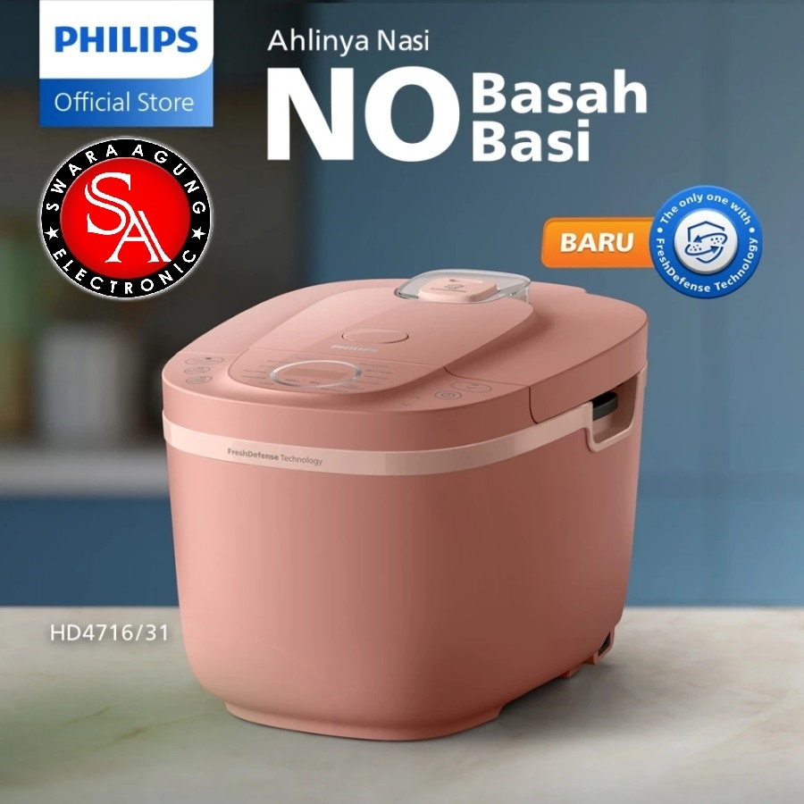 Rice Cooker Digital 1.8 Liter Philips Type : HD 4716 - Fresh Defense - Pink ( MEDAN )