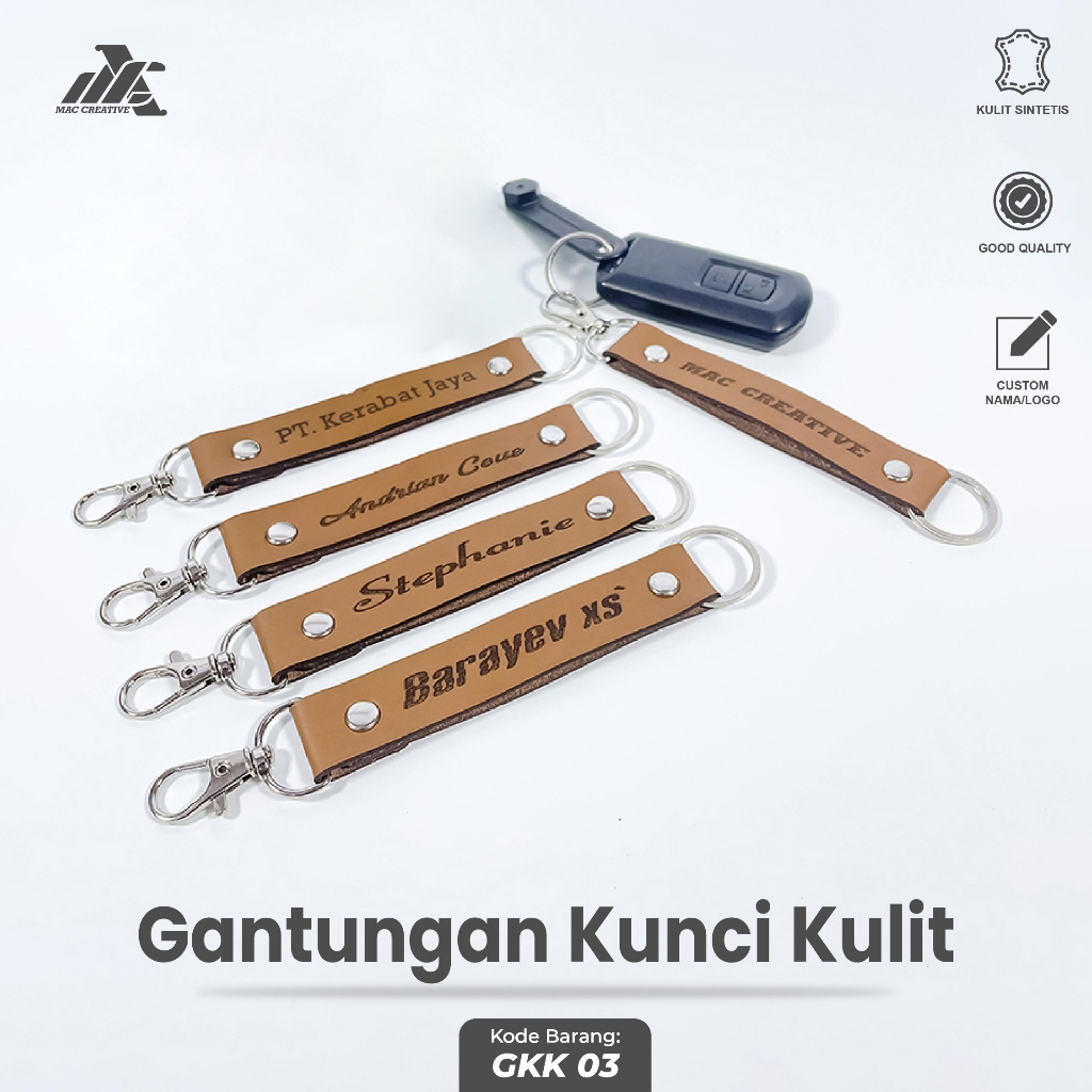 GANTUNGAN KUNCI CUSTOM NAMA BAHAN KULIT SINTETIS - GANTUNGAN KUNCI MOTOR, MOBIL, TAS CUSTOM NAMA - G