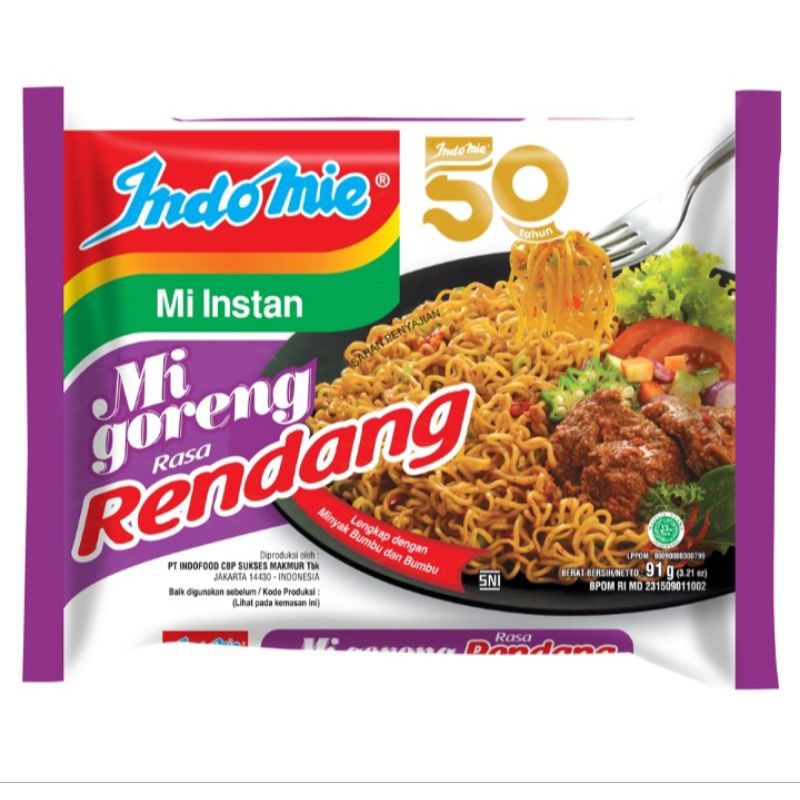 

10Pcs Indomie Mi Instan Goreng Rendang 91g