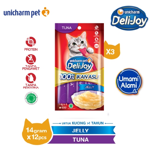 RIMBA-12 Deli-Joy Snack Kucing Basah 14g - Jelly Rasa Tuna - 3 Packs