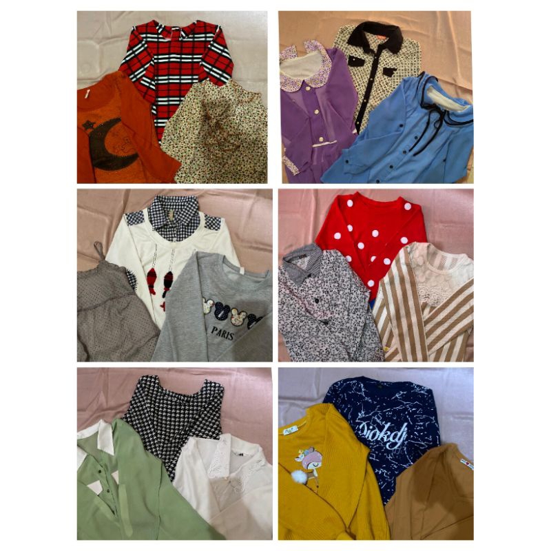 FixFits -❗ Preloved Bundle 3 baju blouse long crop top baju atasan wanita blouse lengan panjang blus