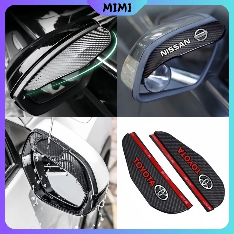 2Pcs Talang Air Spion Mobil / Set Pelindung Kaca Spion Mobil PVC Carbon Talang  / Aksesoris Spion Mo