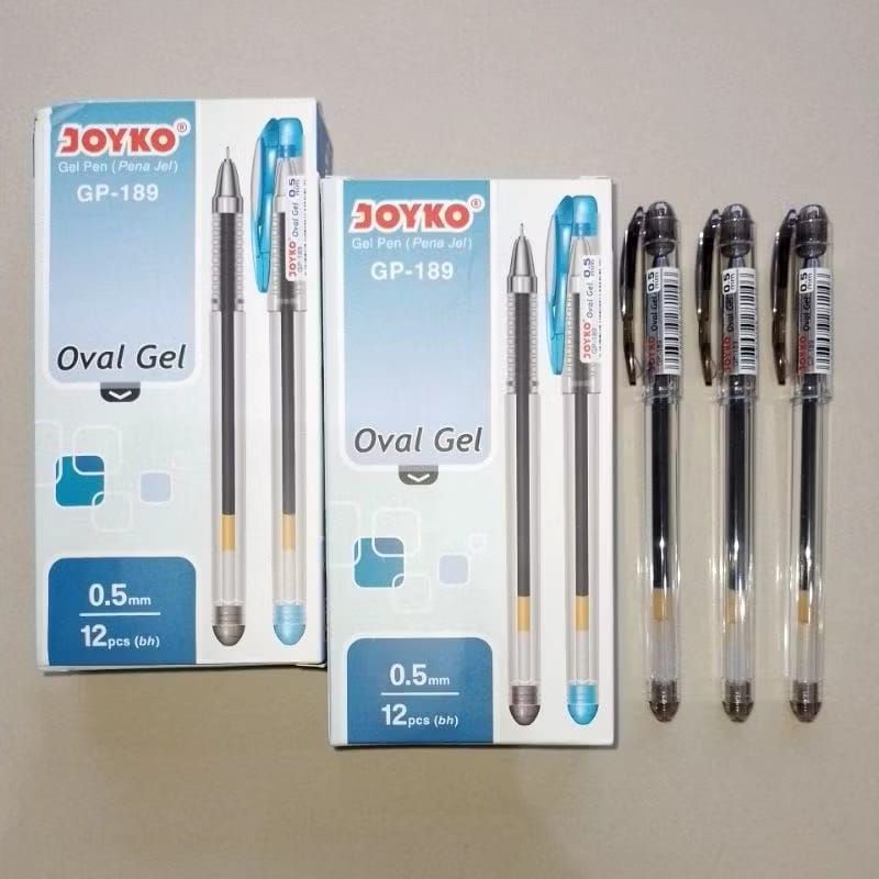 

Pulpen Joyko Ovall Gel Hitam Per Pack