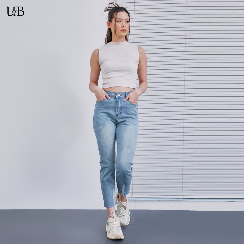 U&B - 619 | Celana Jeans Wanita Boyfriend Straight Jeans Premium Quality Highwaist Melar Stretchy Ny